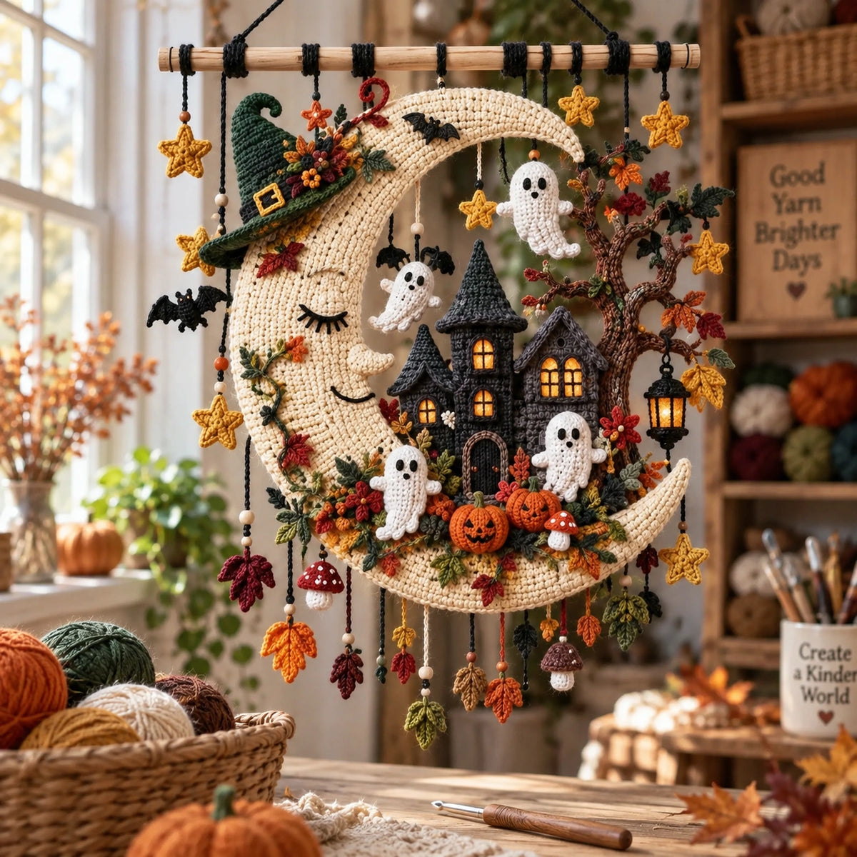 Moonlight Hollow Crochet Wall Hanging Pattern – Halloween Decor