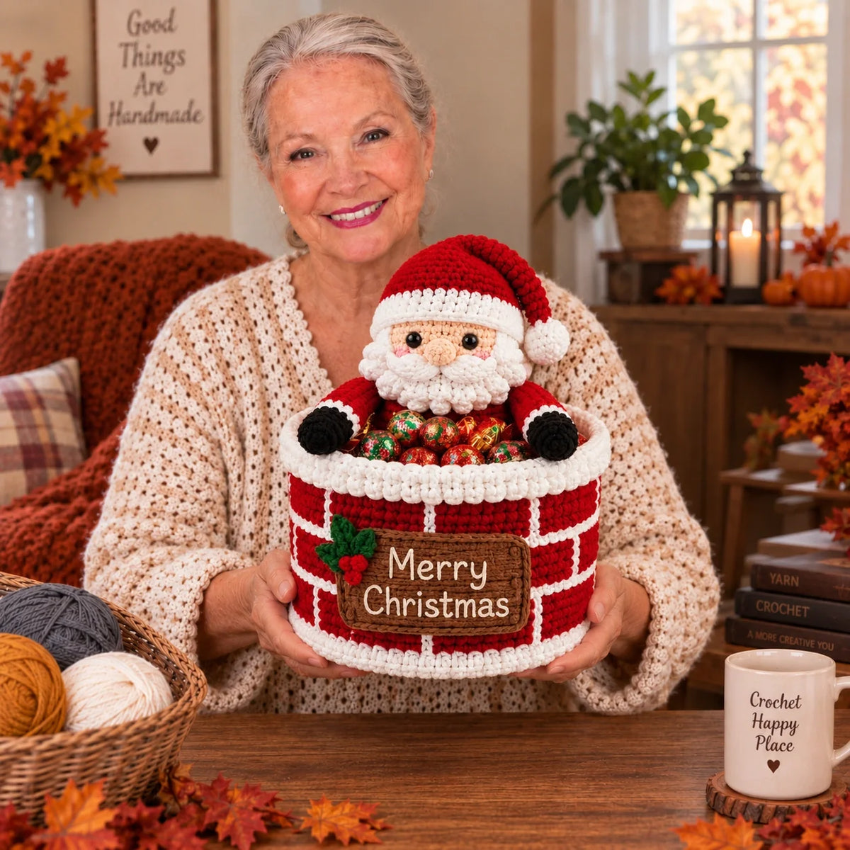 Santa Chimney Crochet Basket Pattern – Christmas Candy Holder
