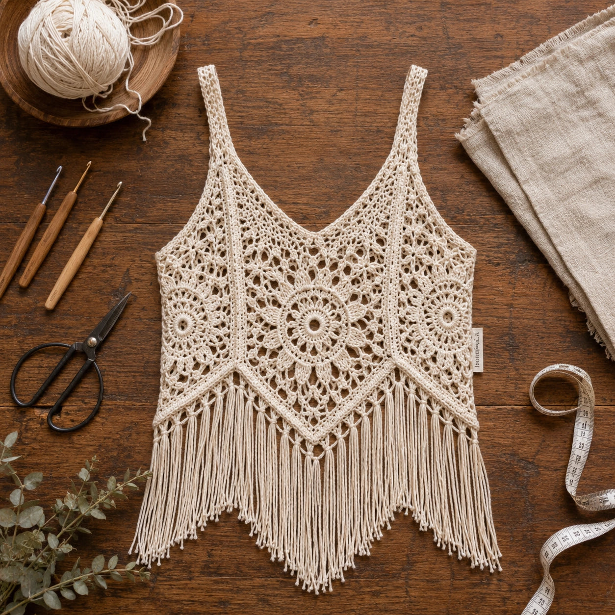 The Desert Bloom Fringed Tank Top