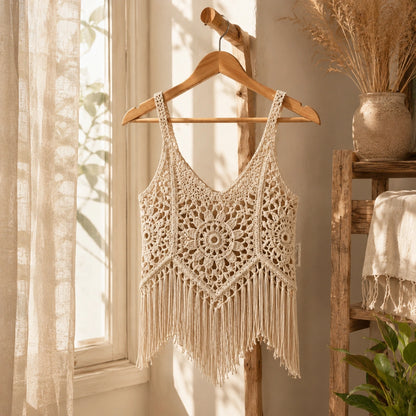 The Desert Bloom Fringed Tank Top