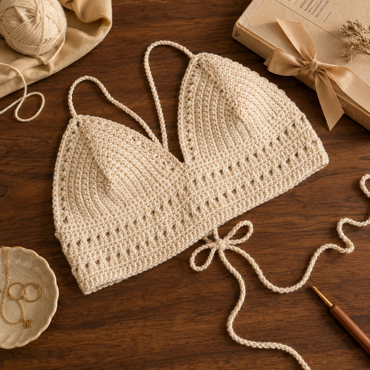 Jessie Bralette Crochet Pattern – Easy Custom-Fit Crop Top PDF, Size Inclusive