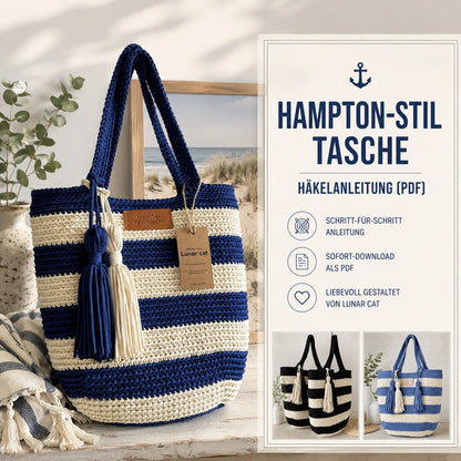 Hampton Style Bag Crochet Pattern - PDF Download, DIY Tote Bag Crochet Pattern