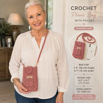 Cute Crochet Phone Bag with Pocket