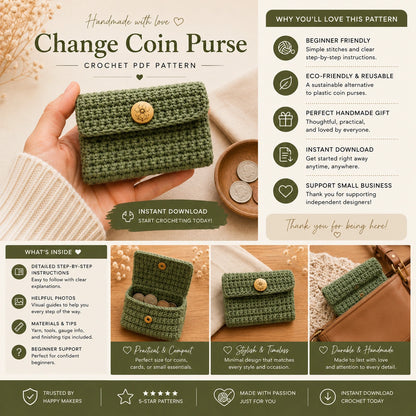 Easy Coin Change Purse Crochet Pattern