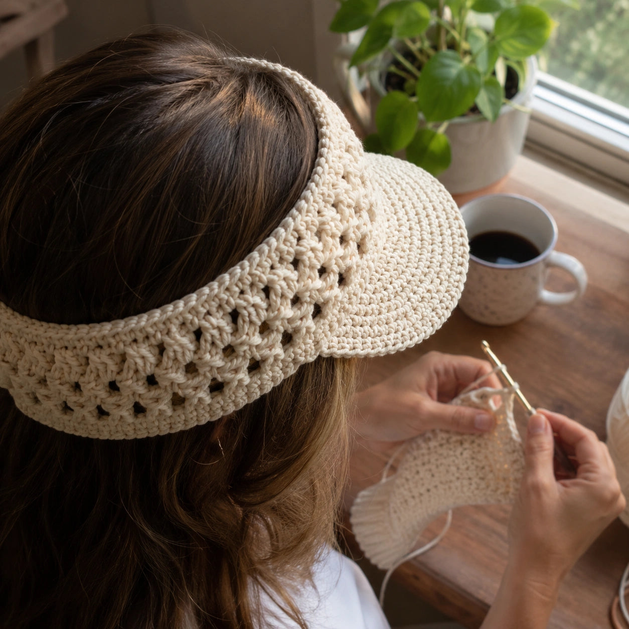 Braided Sun Visor Crochet Pattern - Headband PDF