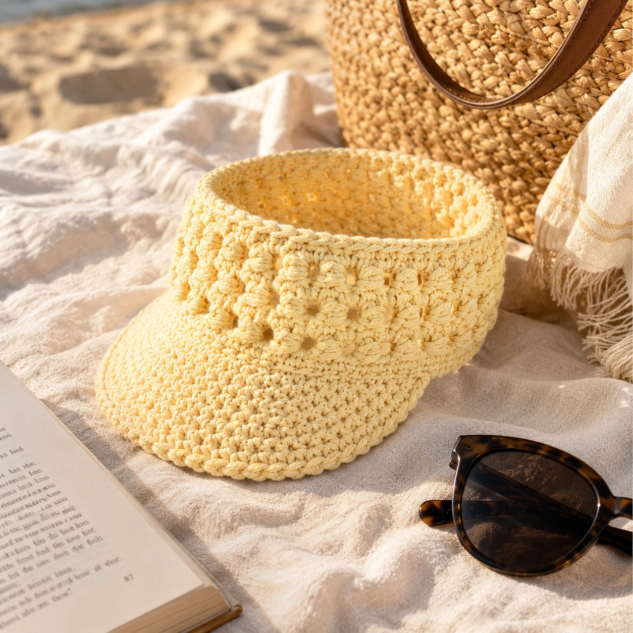 Braided Sun Visor Crochet Pattern - Headband PDF