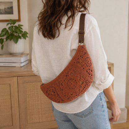 Bohemian Granny Square Bag Crochet Pattern - Crossbody PDF, One Size