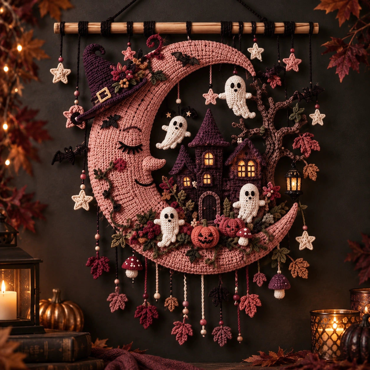 Moonlight Hollow Crochet Wall Hanging Pattern – Halloween Decor