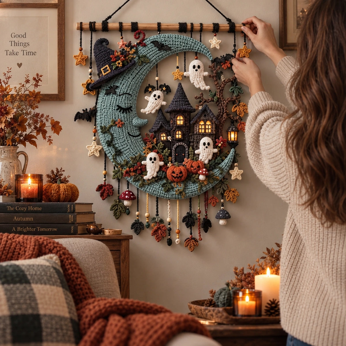 Moonlight Hollow Crochet Wall Hanging Pattern – Halloween Decor