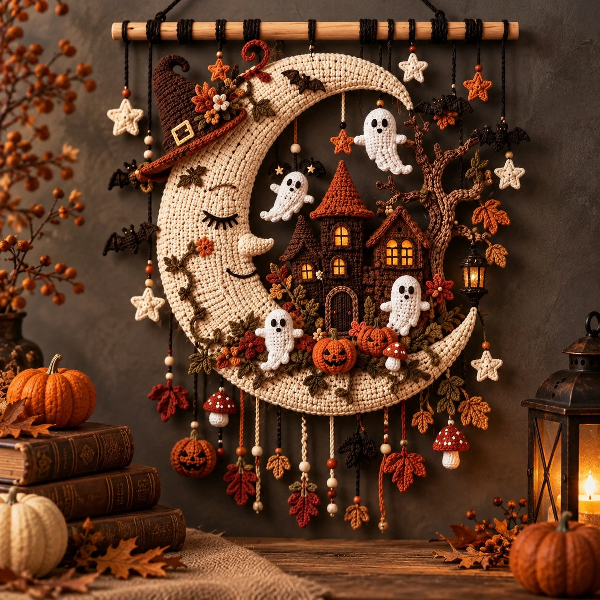 Moonlight Hollow Crochet Wall Hanging Pattern – Halloween Decor