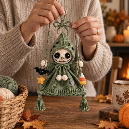 Swinging Skeleton Doll Crochet Pattern – Halloween Amigurumi