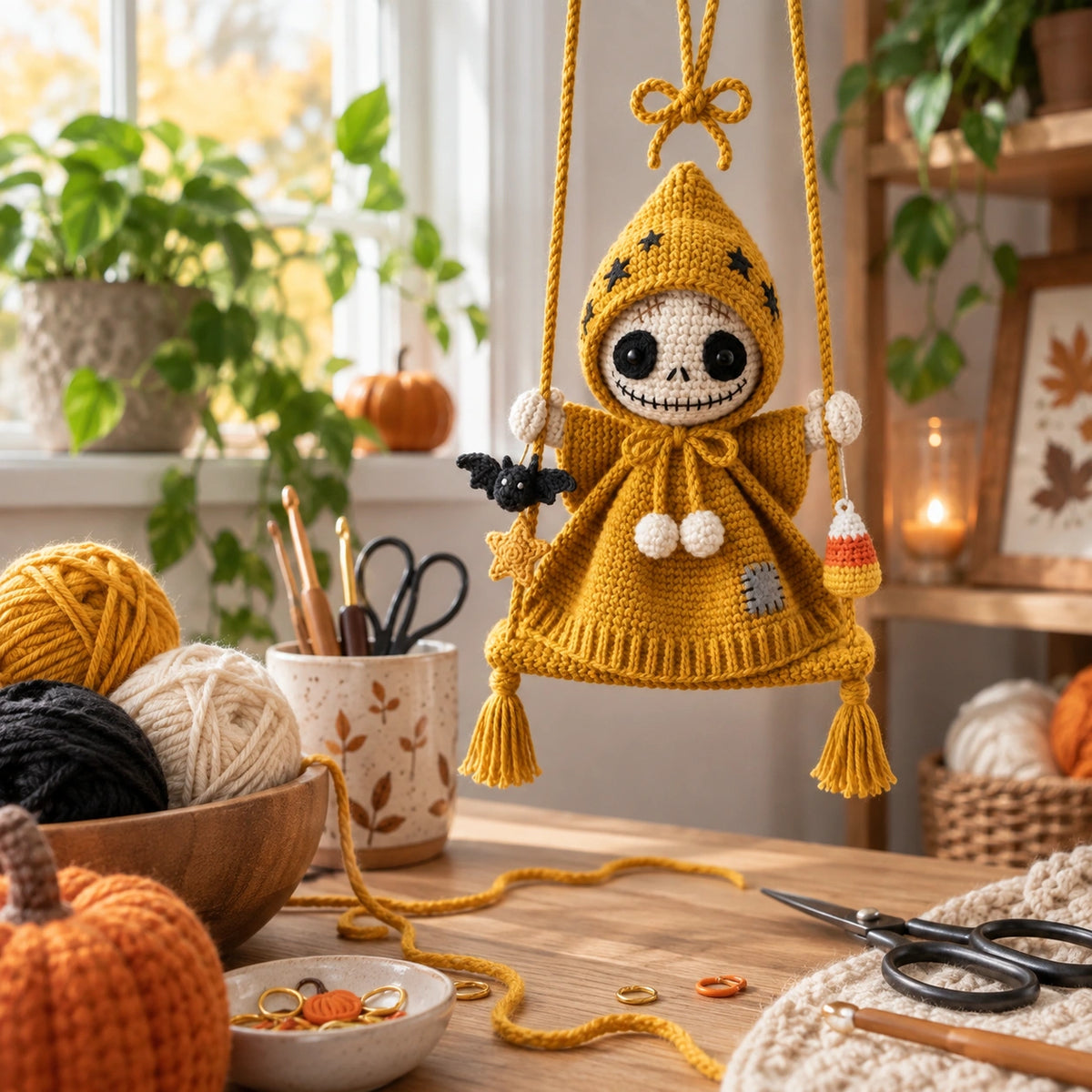 Swinging Skeleton Doll Crochet Pattern – Halloween Amigurumi