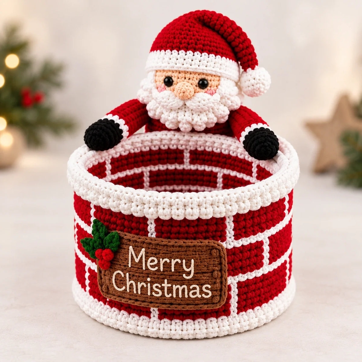 Santa Chimney Crochet Basket Pattern – Christmas Candy Holder