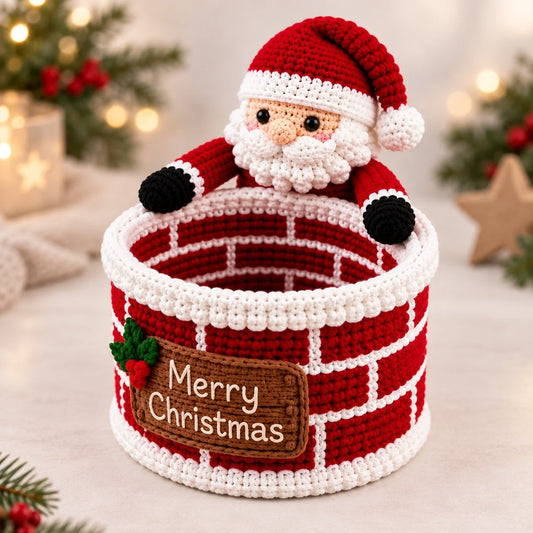 Santa Chimney Crochet Basket Pattern – Christmas Candy Holder