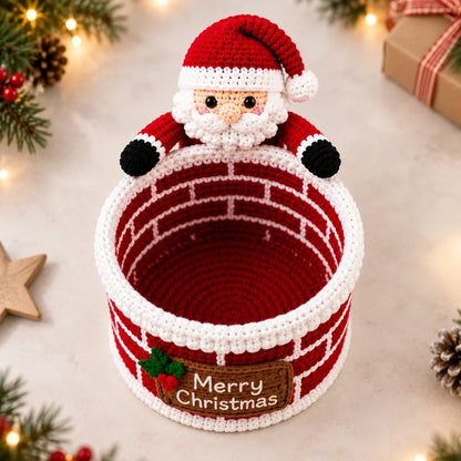 Santa Chimney Crochet Basket Pattern – Christmas Candy Holder