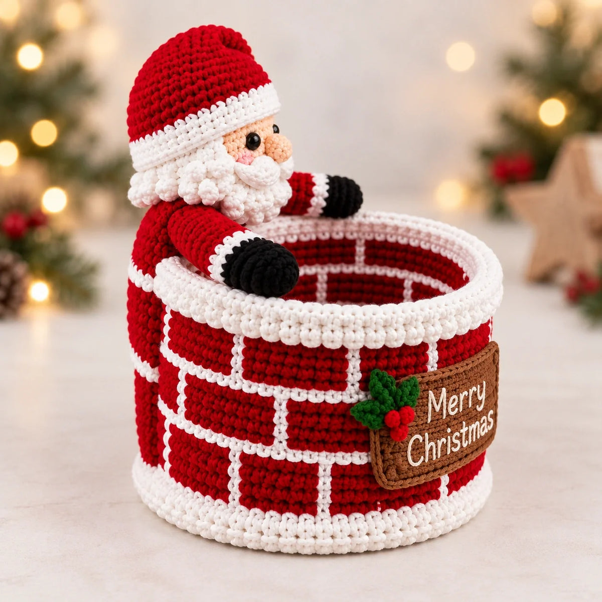 Santa Chimney Crochet Basket Pattern – Christmas Candy Holder