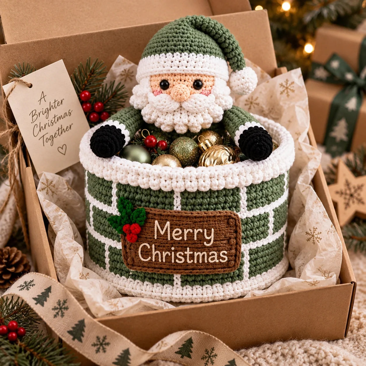 Santa Chimney Crochet Basket Pattern – Christmas Candy Holder