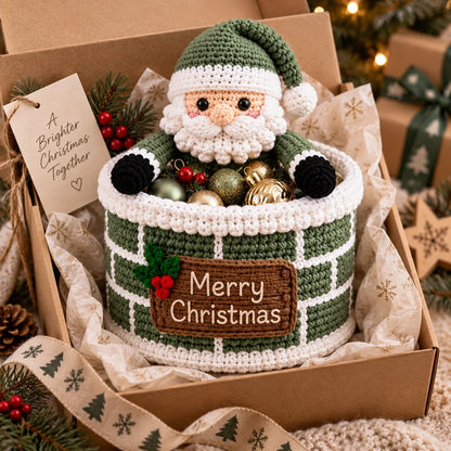 Santa Chimney Crochet Basket Pattern – Christmas Candy Holder