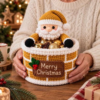 Santa Chimney Crochet Basket Pattern – Christmas Candy Holder