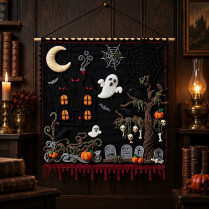 Haunted Hollow Crochet Wall Hanging Pattern – Halloween Tapestry