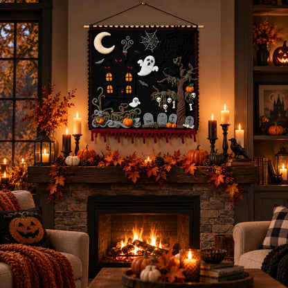 Haunted Hollow Crochet Wall Hanging Pattern – Halloween Tapestry