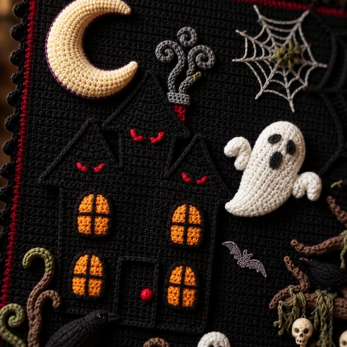 Haunted Hollow Crochet Wall Hanging Pattern – Halloween Tapestry