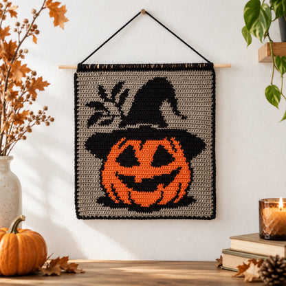 Halloween Pumpkin Witch Crochet Tapestry Pattern