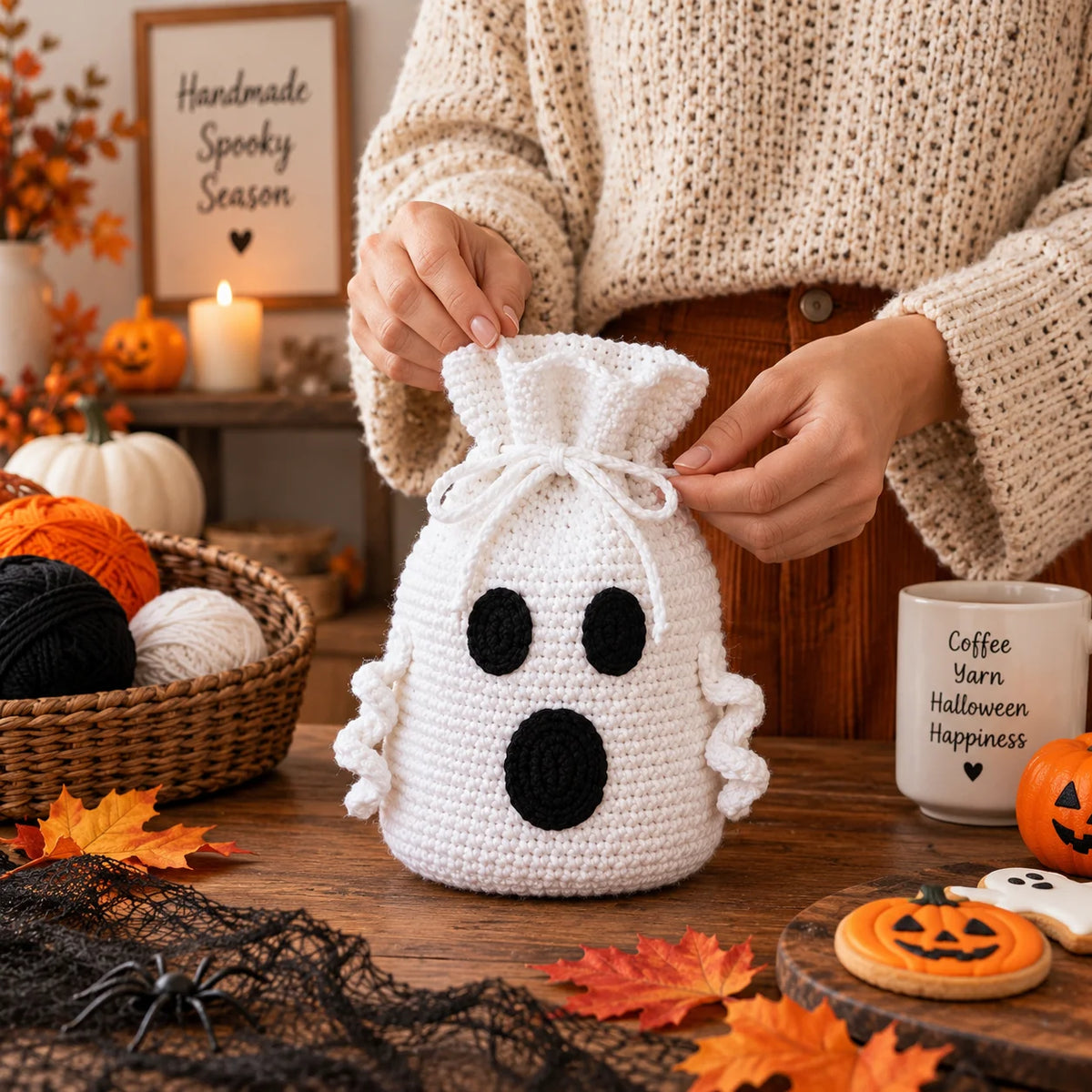 Crochet Halloween Treat Bag Pattern Set – 4 Spooky Designs