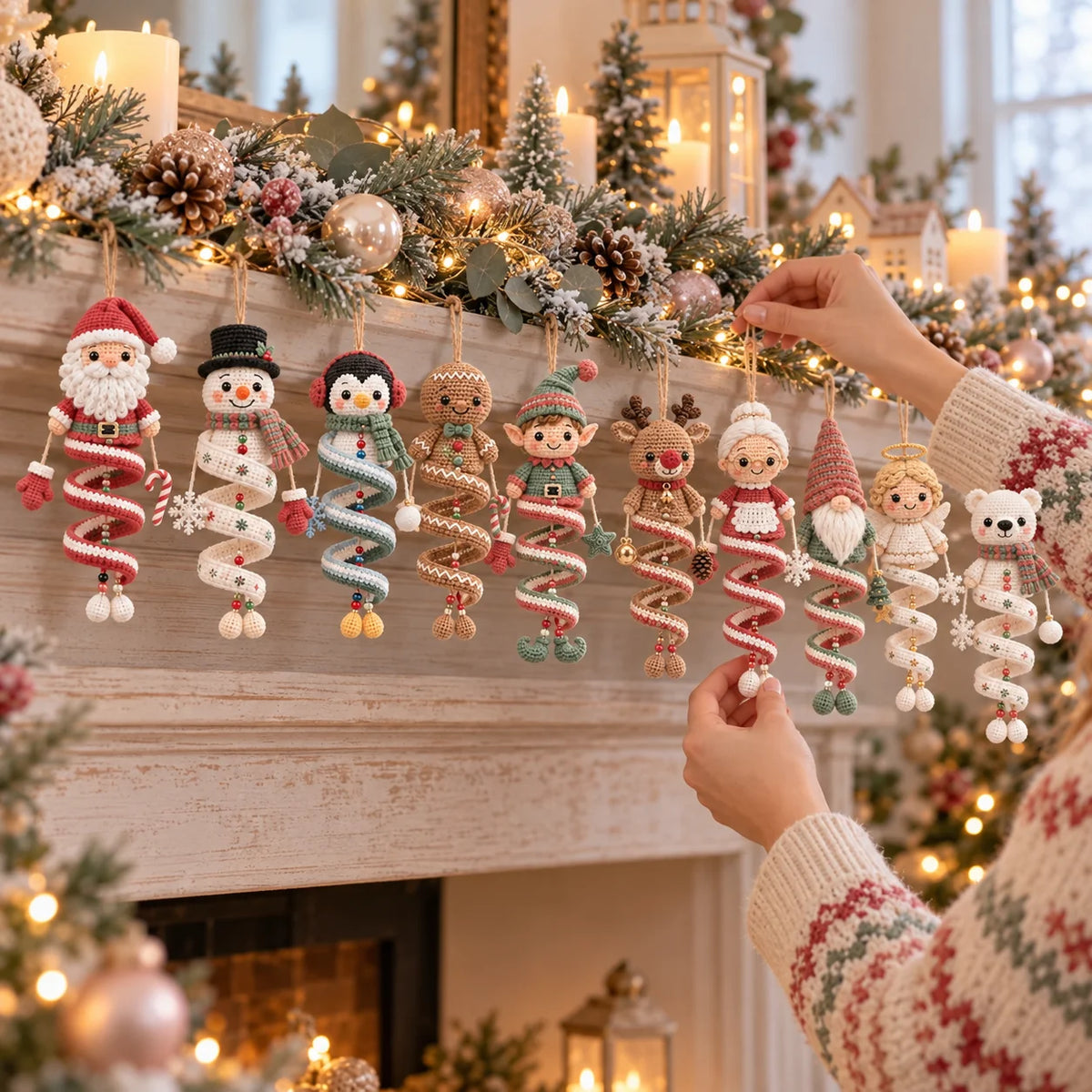 Christmas Spiral Ornament Crochet Pattern Set – 10 Festive Characters