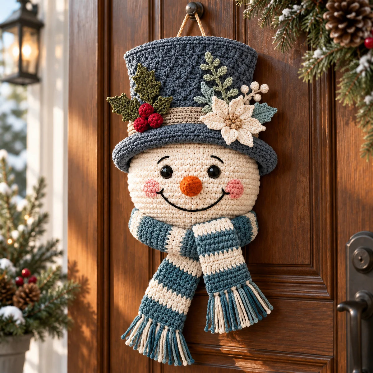 Winterberry Snowman Door Hanger Crochet Pattern ☃️