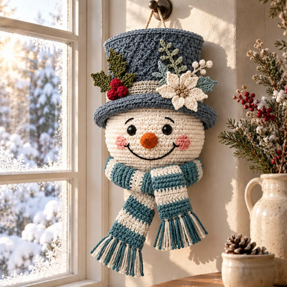 Winterberry Snowman Door Hanger Crochet Pattern ☃️