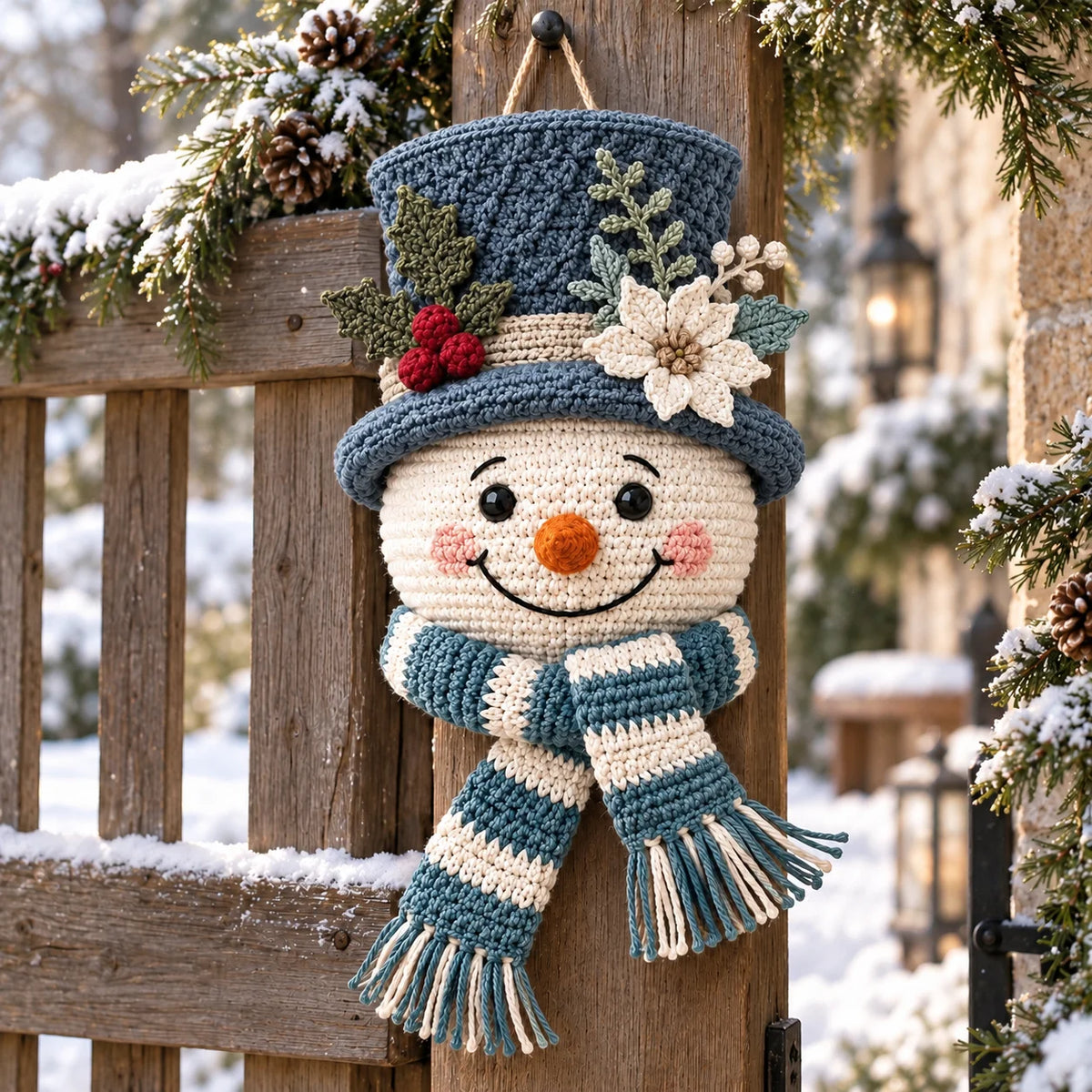 Winterberry Snowman Door Hanger Crochet Pattern ☃️