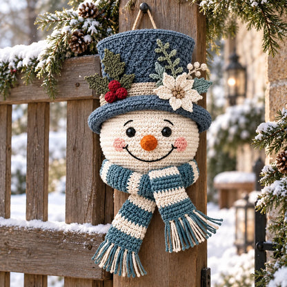 Winterberry Snowman Door Hanger Crochet Pattern ☃️