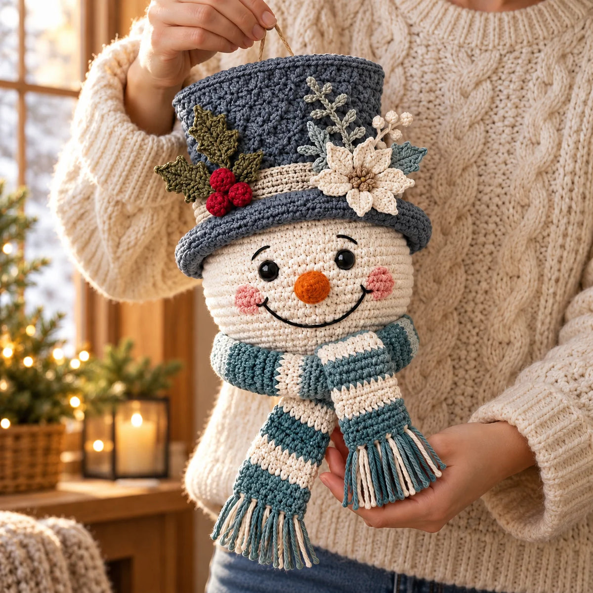 Winterberry Snowman Door Hanger Crochet Pattern ☃️