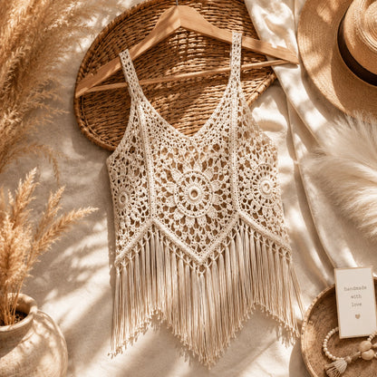 The Desert Bloom Fringed Tank Top