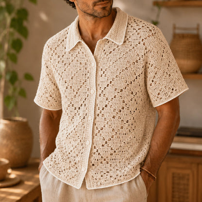 Yolanda Shirt Crochet Pattern - Textured Button-Up PDF, XS-5XL