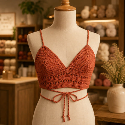 Jessie Bralette Crochet Pattern – Easy Custom-Fit Crop Top PDF, Size Inclusive