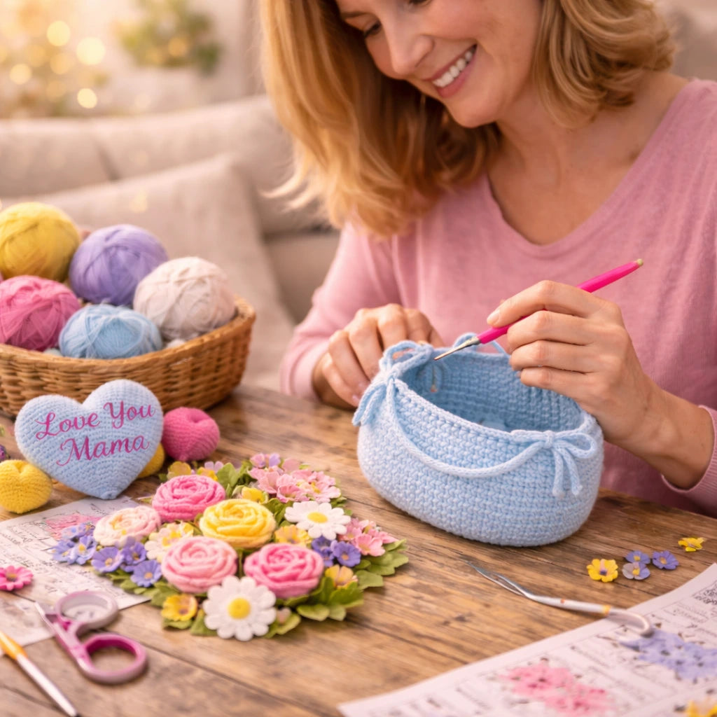 Crochet Flower Basket – Mother’s Day PDF