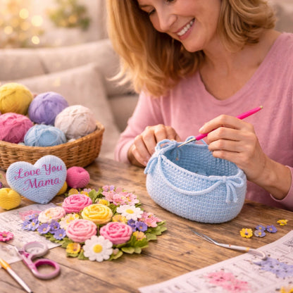 Crochet Flower Basket – Mother’s Day PDF