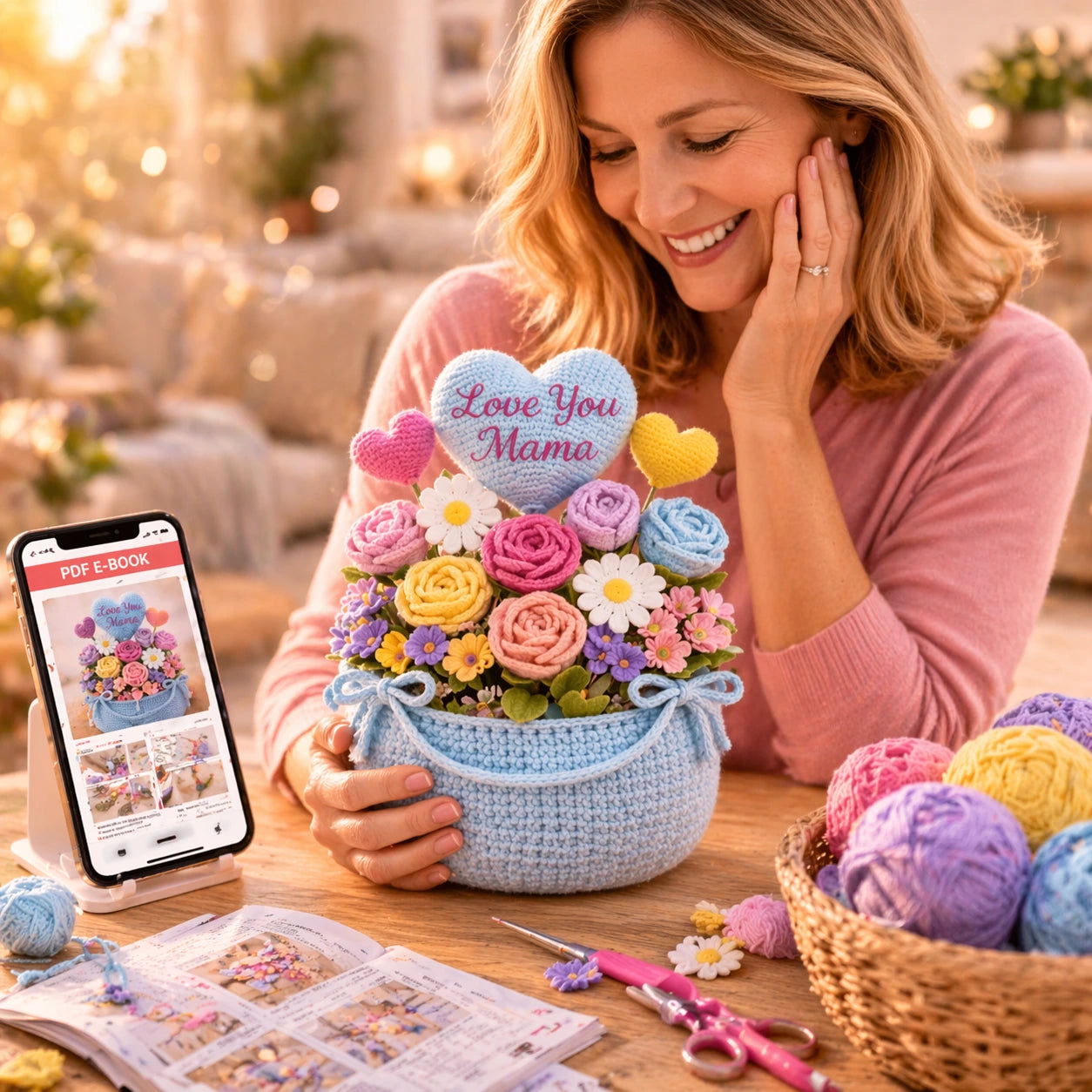 Crochet Flower Basket – Mother’s Day PDF