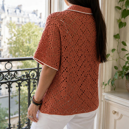 Yolanda Shirt Crochet Pattern - Textured Button-Up PDF, XS-5XL