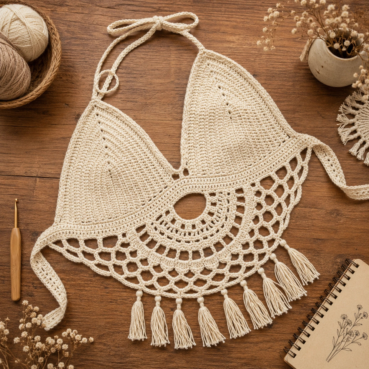 Maia Crochet Crop Top Pattern - Boho Festival PDF, XS-XL