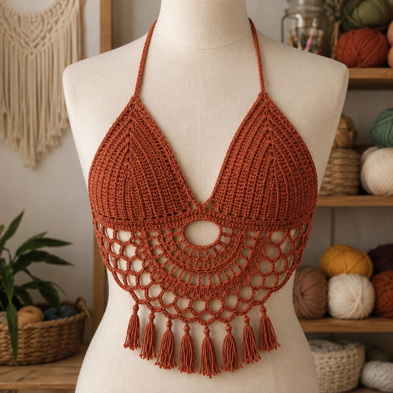 Maia Crochet Crop Top Pattern - Boho Festival PDF, XS-XL