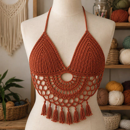 Maia Crochet Crop Top Pattern - Boho Festival PDF, XS-XL