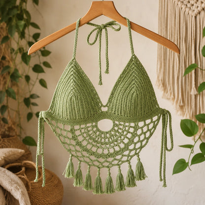 Maia Crochet Crop Top Pattern - Boho Festival PDF, XS-XL