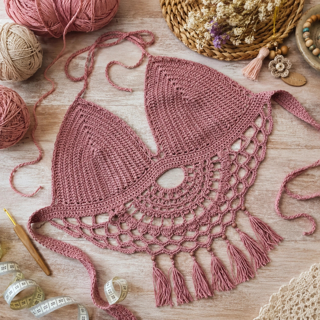 Maia Crochet Crop Top Pattern - Boho Festival PDF, XS-XL