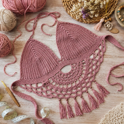 Maia Crochet Crop Top Pattern - Boho Festival PDF, XS-XL