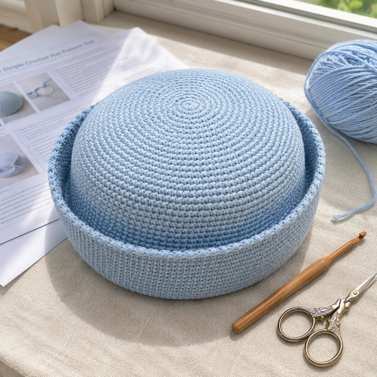 Summer Sailor Hat Crochet Pattern - Beginner PDF, 54-56cm