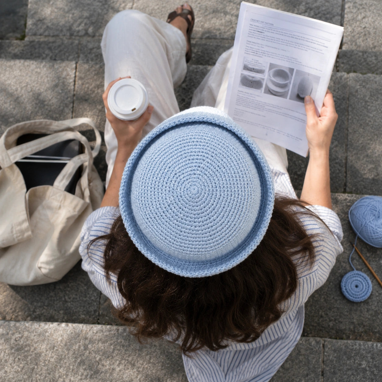 Summer Sailor Hat Crochet Pattern - Beginner PDF, 54-56cm