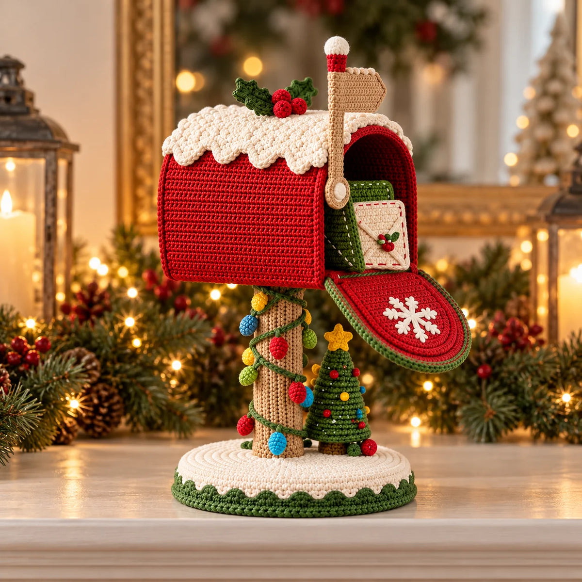 Crochet Christmas Mailbox Pattern - Santa Stop Here Amigurumi